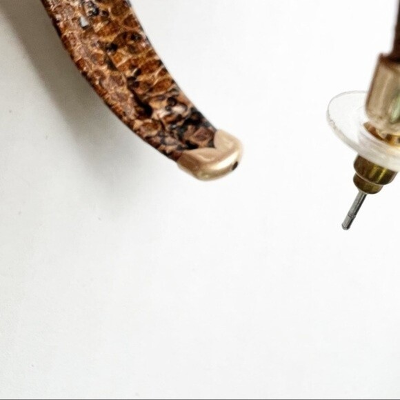 Faux Snakeskin Covered Hoop Earrings Oversized Lightweight - Picture 5 of 10